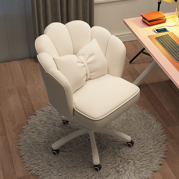 Adjustable Height Computer Desk Chair with Movable Wheels and Fabric Cushions